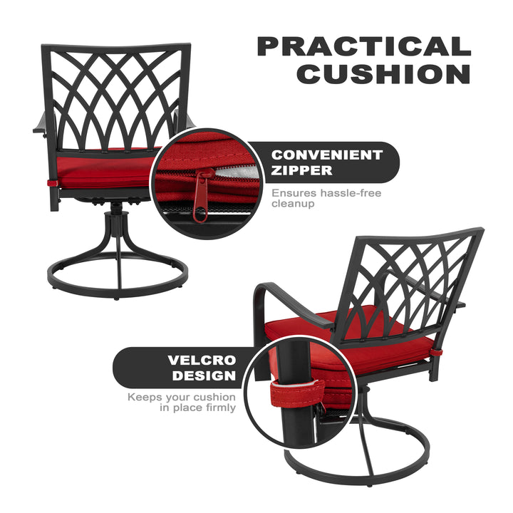 5PCS Patio Dining Set with Umbrella Hole and Zippered Cushions