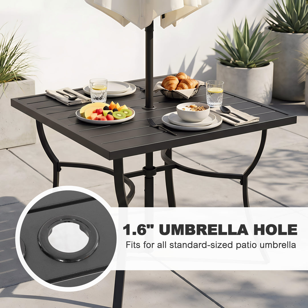 Outdoor 5-Piece Aluminum Dining Set with Powder-Coated Frame, Beige