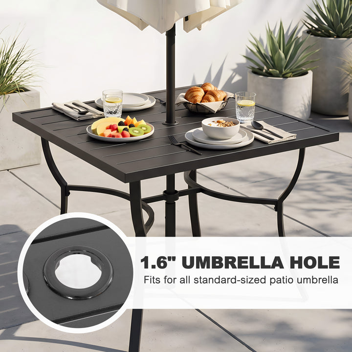 Outdoor 5-Piece Aluminum Dining Set with Powder-Coated Frame, Beige