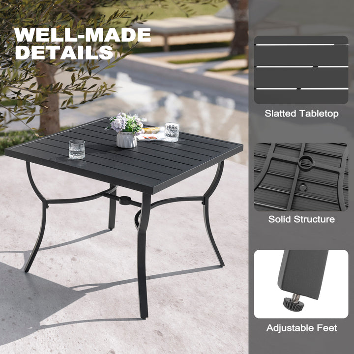 Outdoor 5-Piece Aluminum Dining Set with Powder-Coated Frame, Beige