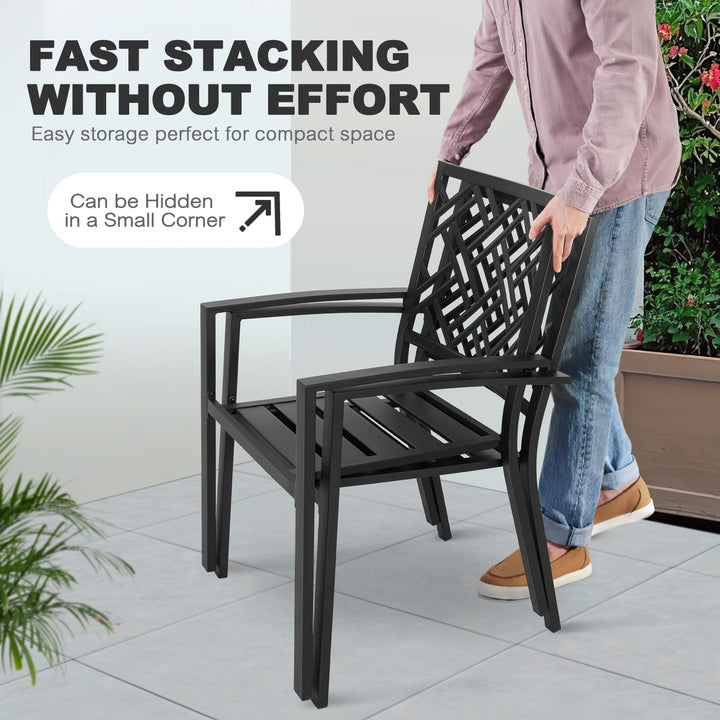Patio 5PCS Dining Set with Umbrella Hole and 4 Stackable Chairs