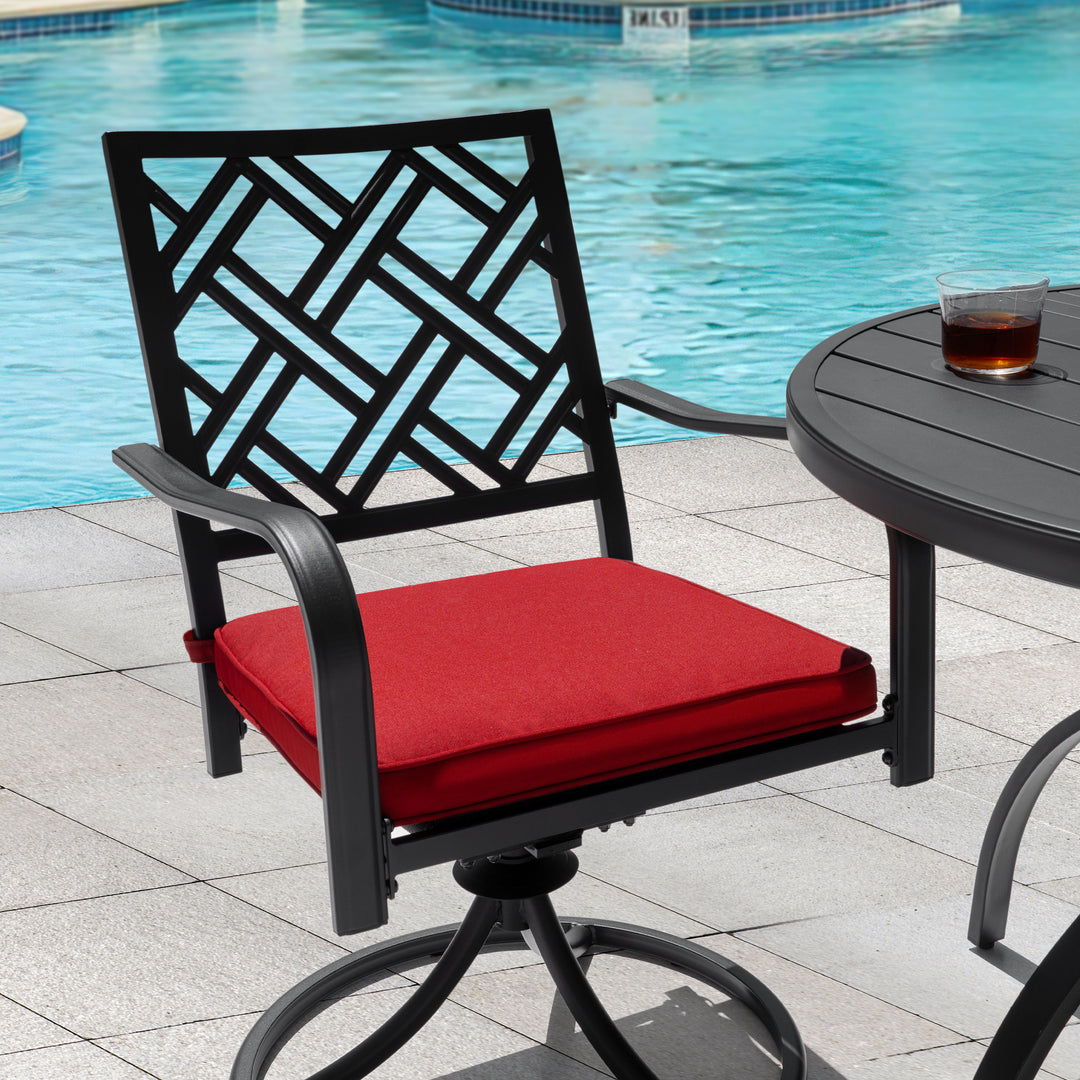 5-Piece Metal Patio Dining Set with Umbrella Hole and Swivel Chairs