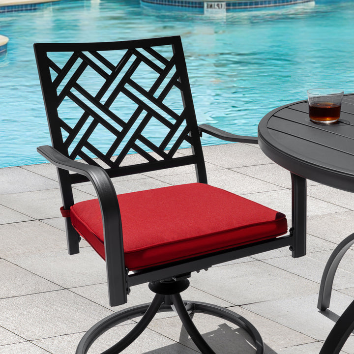 5-Piece Metal Patio Dining Set with Umbrella Hole and Swivel Chairs