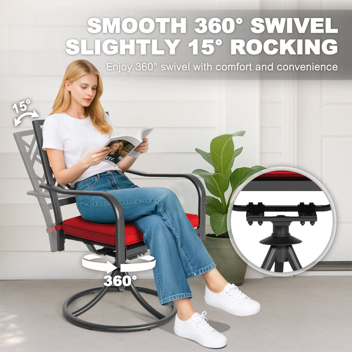 5PCS Patio Dining Set with Umbrella Hole and Swivel Chairs