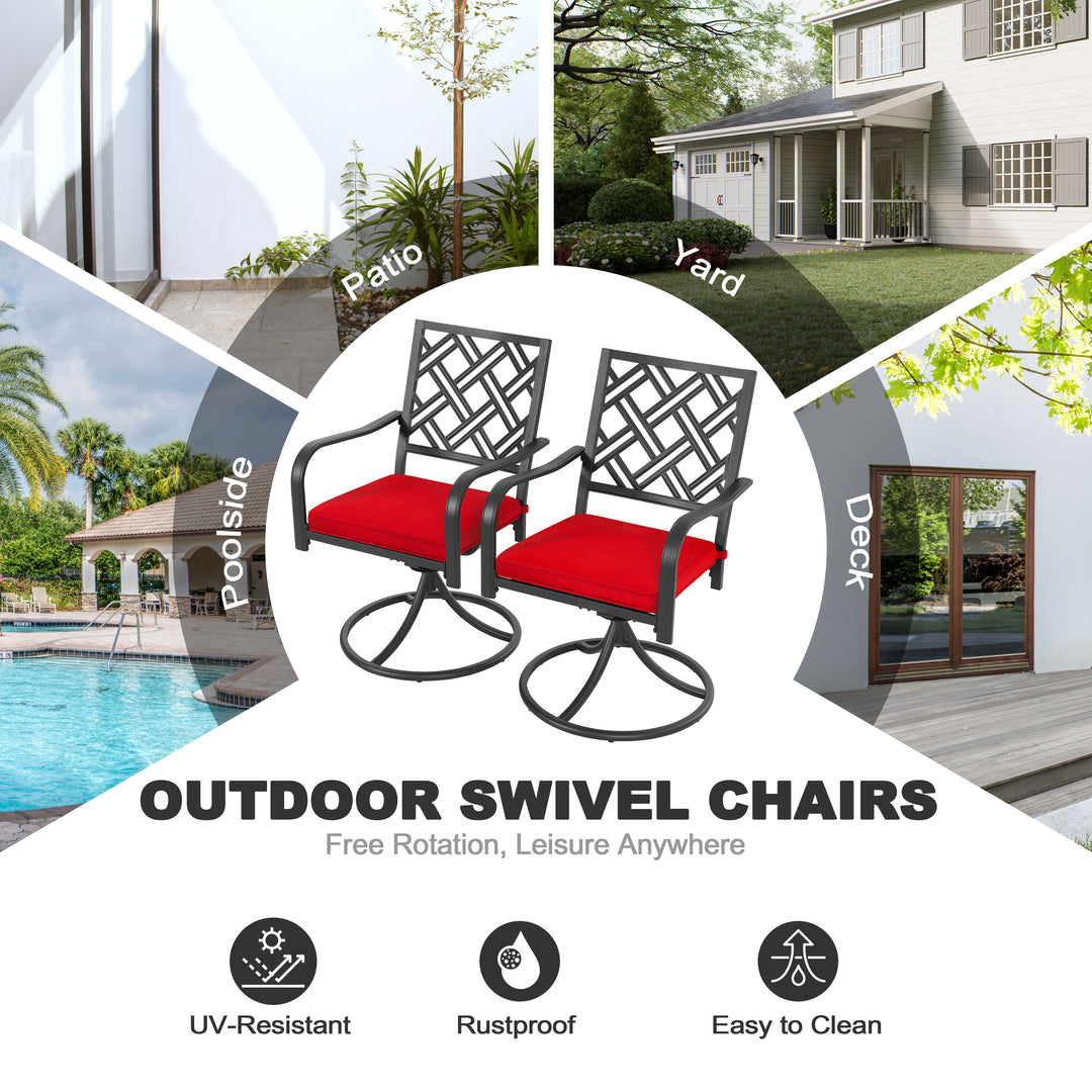 5PCS Patio Dining Set with Umbrella Hole and Swivel Chairs