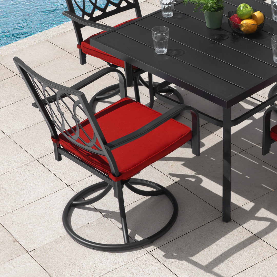 5-Piece Metal Outdoor Dining Set with Umbrella Hole and 4 Swivel Chairs
