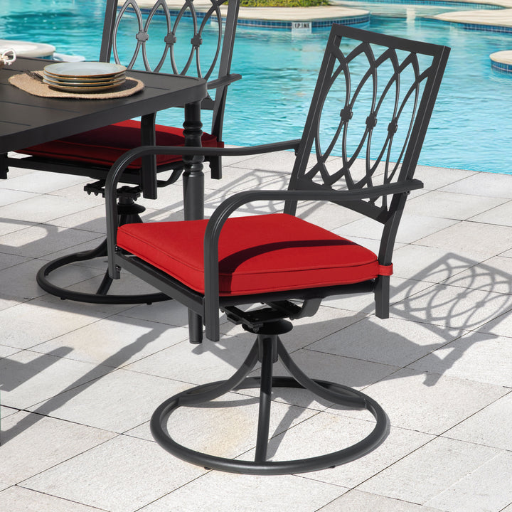 5-Piece Outdoor Patio Dining Set with Mental Table and Swivel Chairs