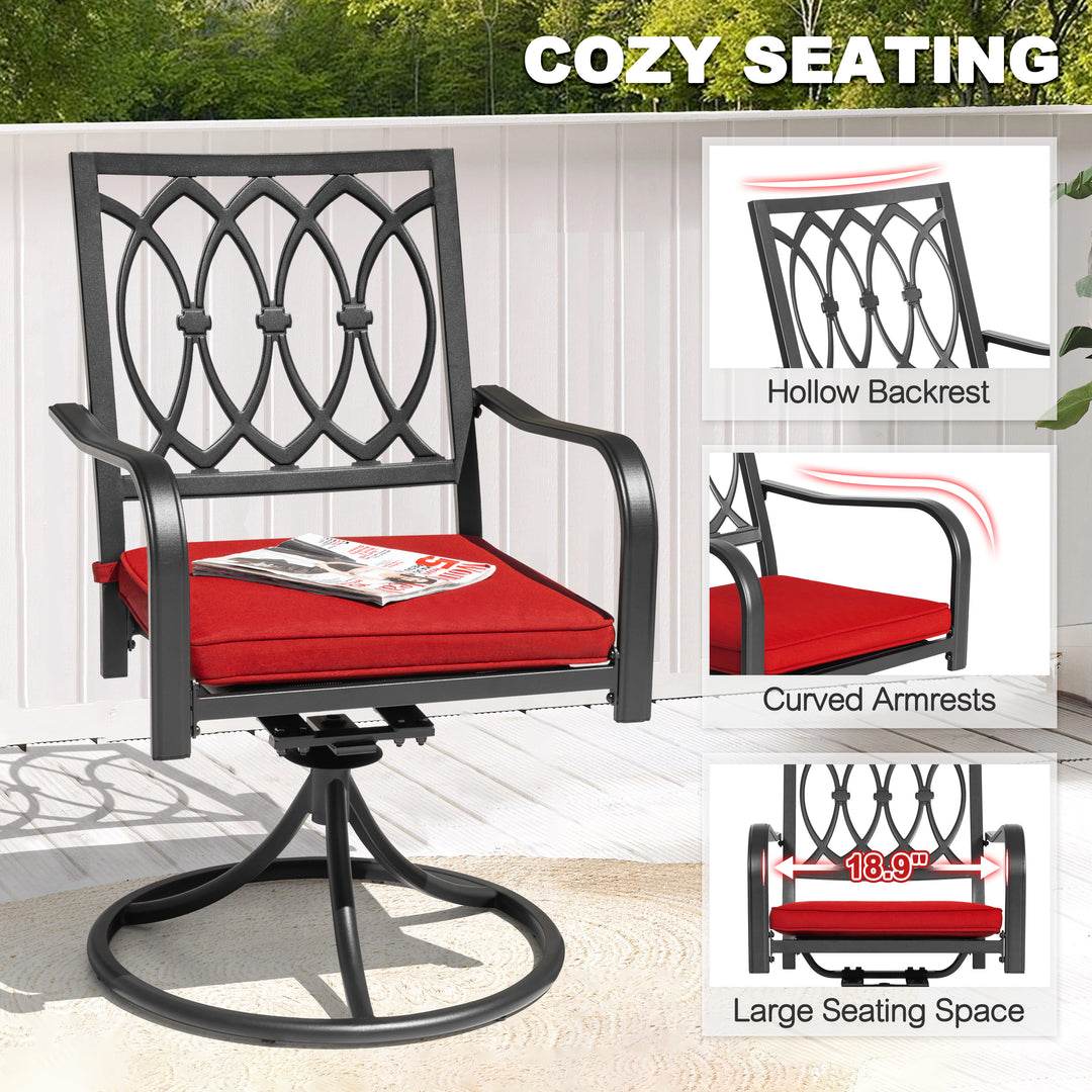 5-Piece Outdoor Patio Dining Set with Mental Table and Swivel Chairs