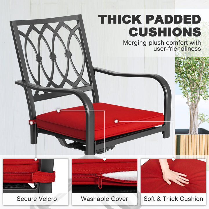 5-Piece Outdoor Patio Dining Set with Mental Table and Swivel Chairs