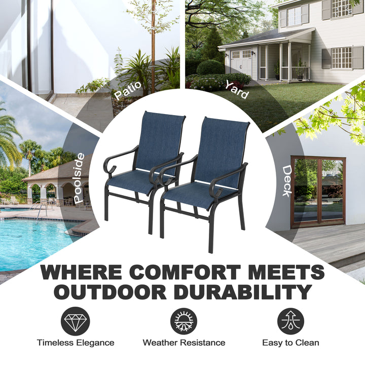 7-Piece Patio Dining Set with Umbrella Hole, Breathable Textilene Fabric