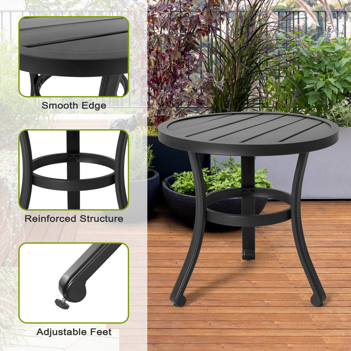 3-Piece Padded Textilene Patio Bistro Set with Swivel Chairs and Side Table