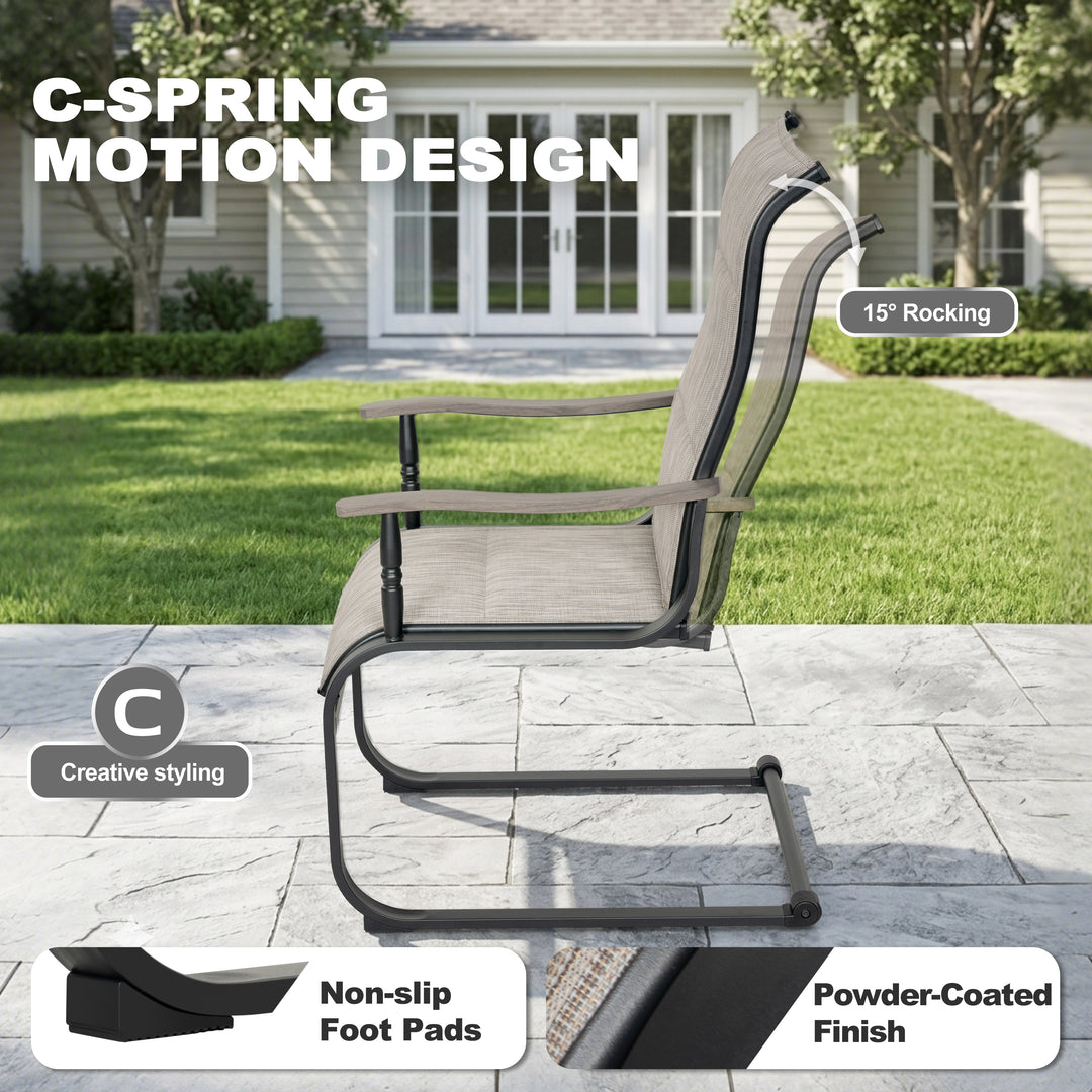 7-Piece Outdoor Dining Set with Padded Textilene C-Spring Motion Chairs