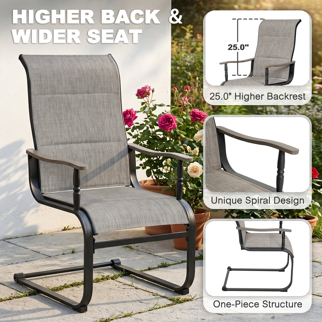 7-Piece Outdoor Dining Set with Padded Textilene C-Spring Motion Chairs