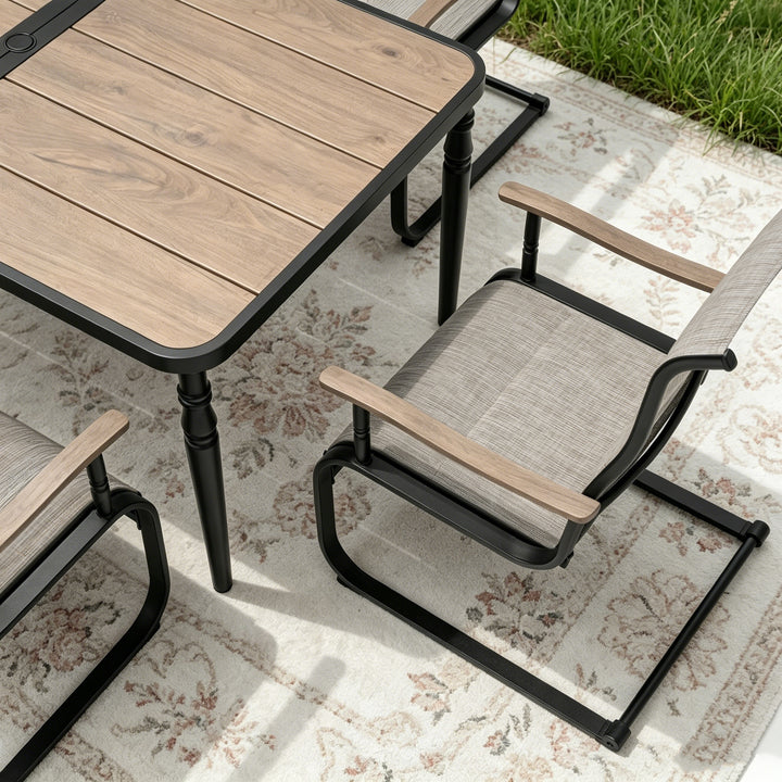 7-Piece Outdoor Dining Set with Padded Textilene C-Spring Motion Chairs