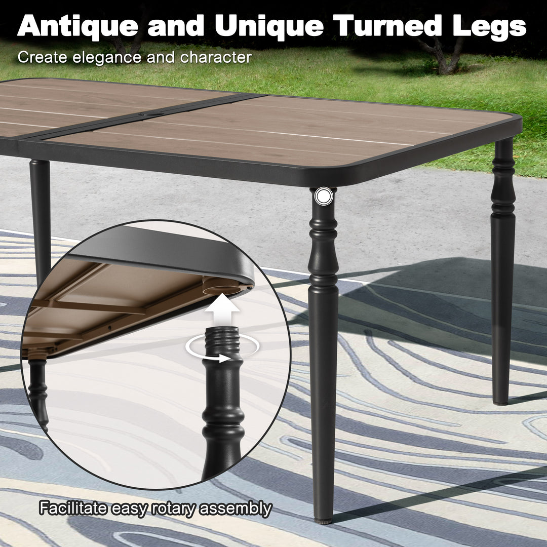 7-Piece Outdoor Dining Set with Padded Textilene C-Spring Motion Chairs