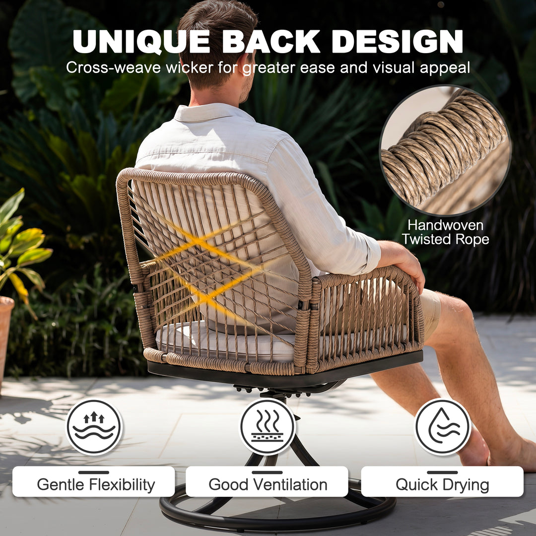 Nuu Garden 5-Piece Patio Dining Set with Beige Cushions, Brown and Black