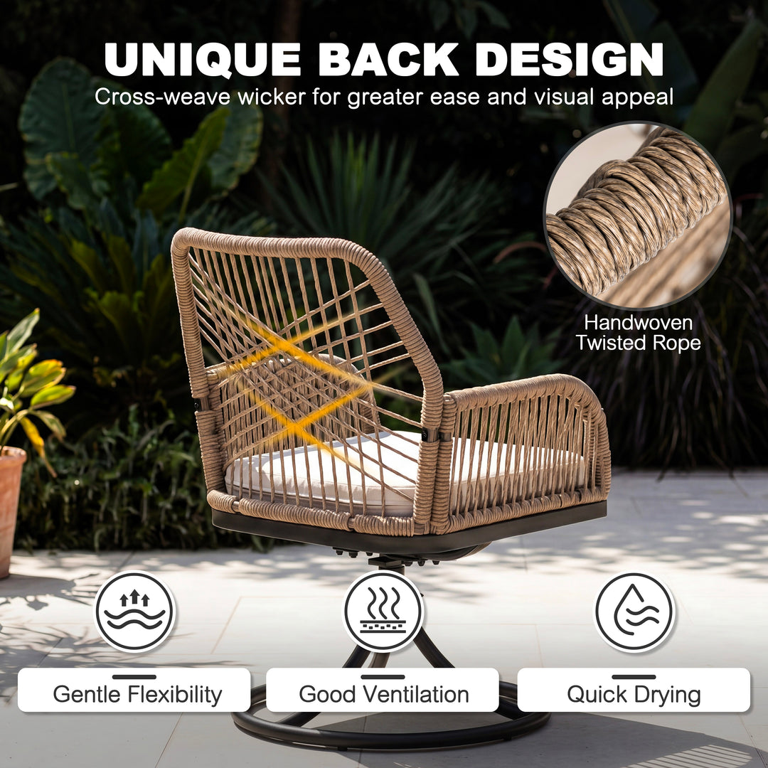 Nuu Garden 5-Piece Patio Dining Set with Beige Cushions, Brown and Black