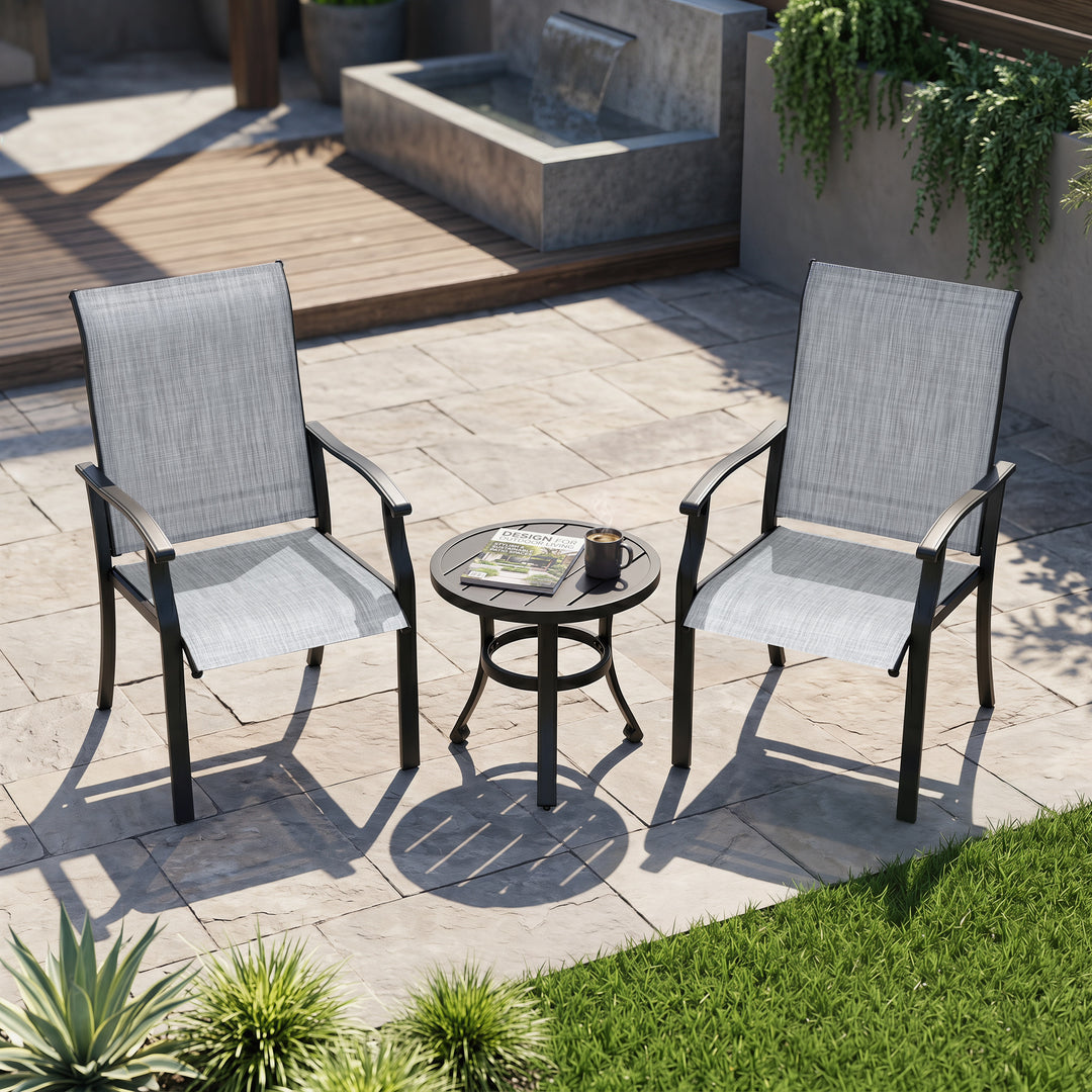 3-Piece Outdoor Bistro Set, Breathable Textilene, Durable Iron Frame