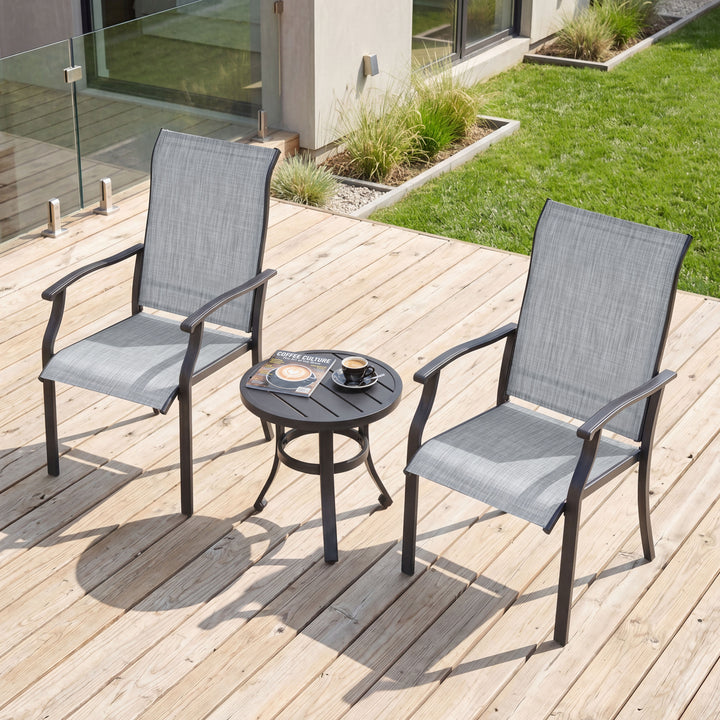 3-Piece Outdoor Bistro Set, Breathable Textilene, Durable Iron Frame