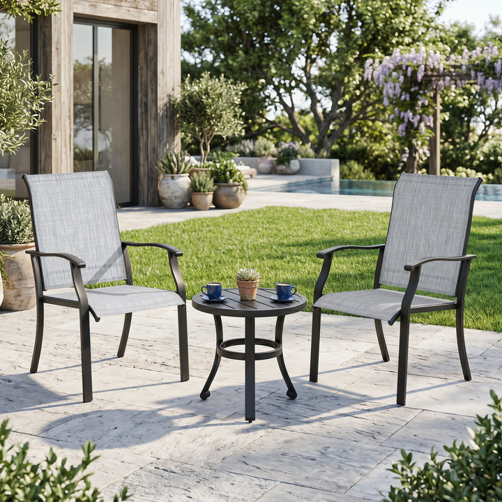 3-Piece Outdoor Bistro Set, Breathable Textilene, Durable Iron Frame