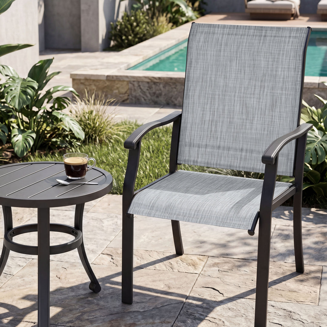 3-Piece Outdoor Bistro Set, Breathable Textilene, Durable Iron Frame