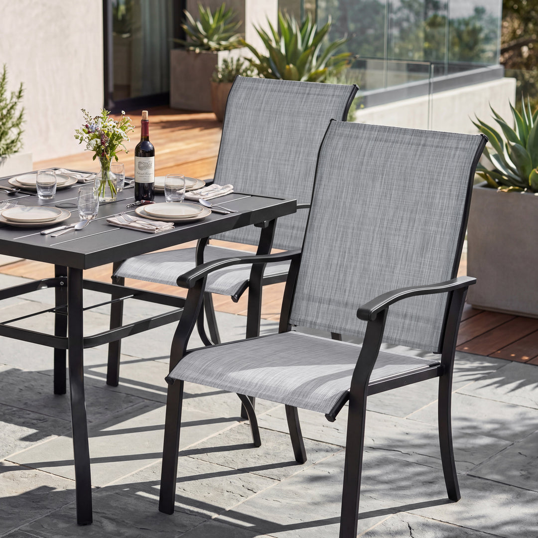 5-Piece Patio Textilene Dining Set with Umbrella Hole, Powder Coating