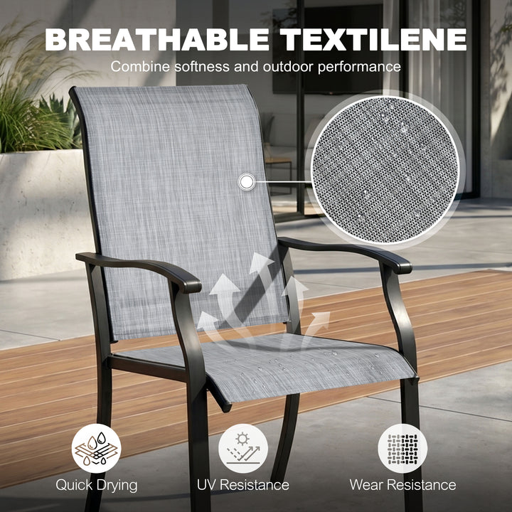 5-Piece Patio Textilene Dining Set with Umbrella Hole, Powder Coating