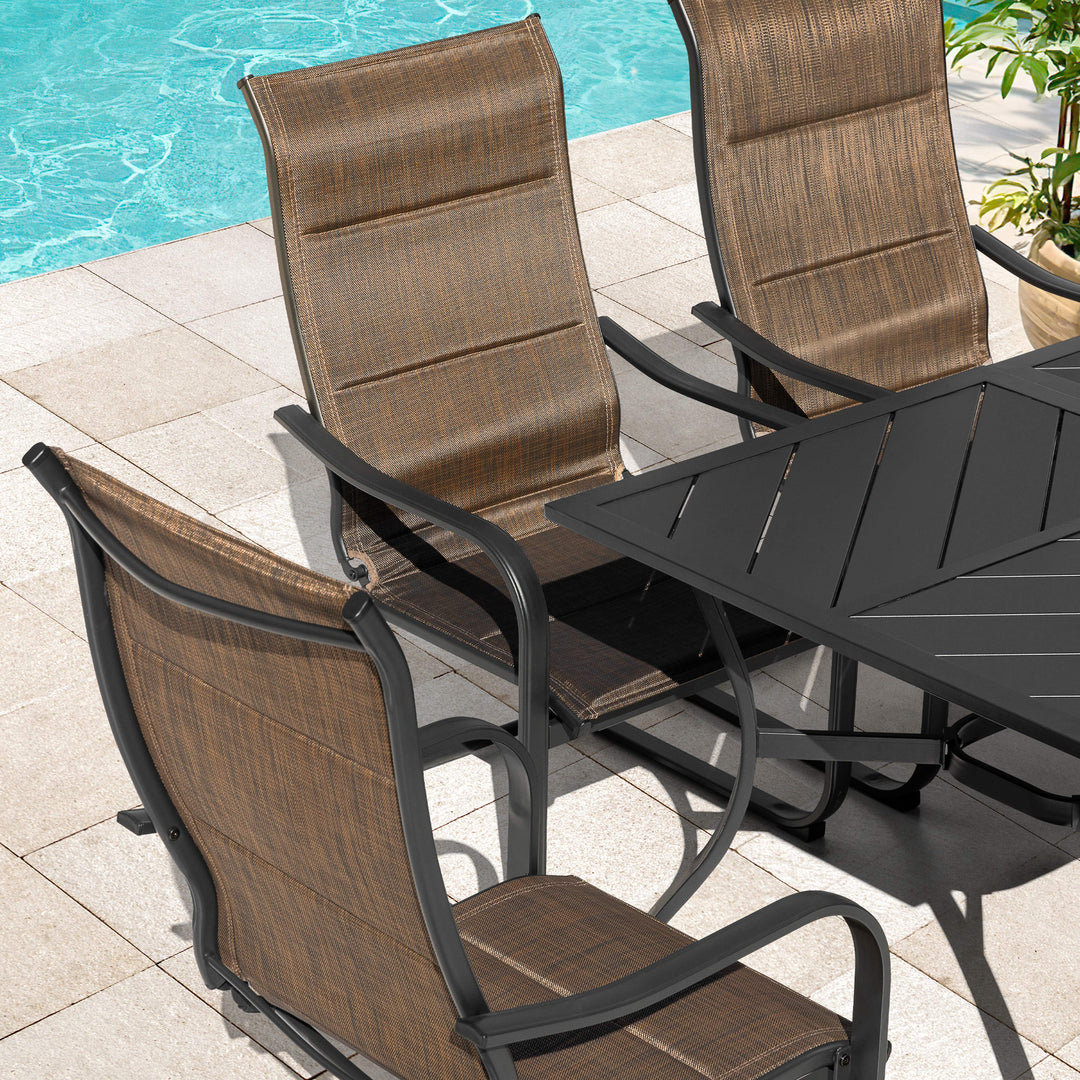 7-Piece Metal Padded Textilene Patio Dining Set with Umbrella Hole