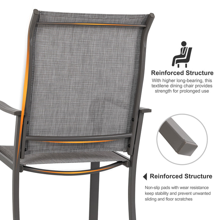 7-Piece Outdoor Textilene Dining Set with Umbrella Hole, Swivel Design