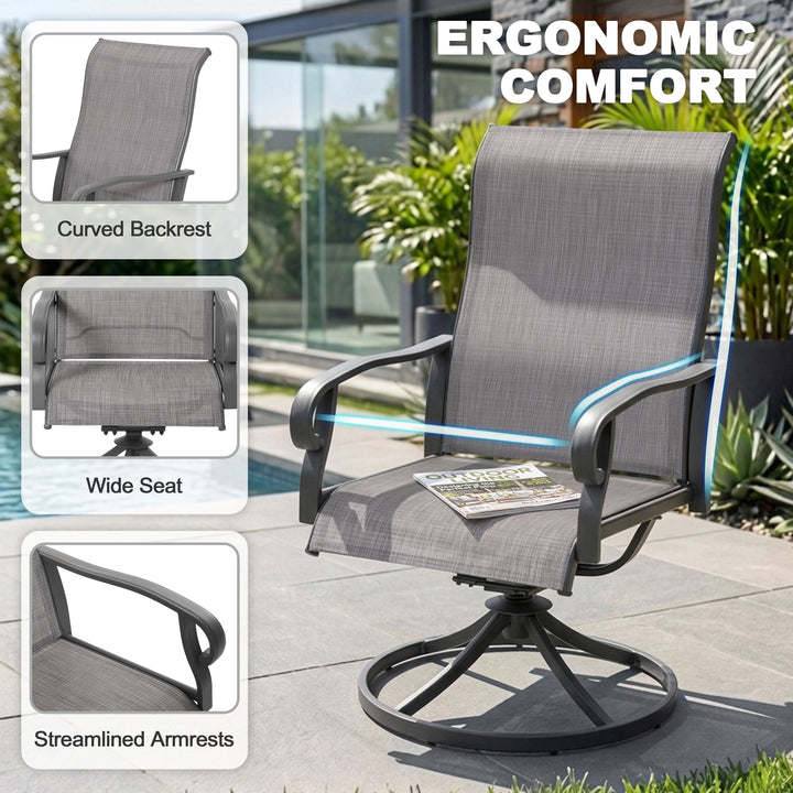 5-Piece Outdoor Dining Set with Umbrella Hole, Textilene Swivel Chairs