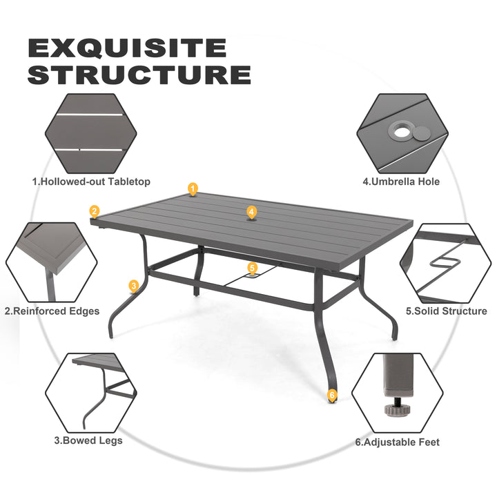 7-Piece Outdoor Dining Set with Umbrella Hole, Textilene Swivel Chairs