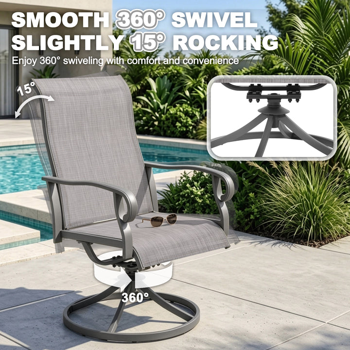 7-Piece Outdoor Dining Set with Umbrella Hole, Textilene Swivel Chairs