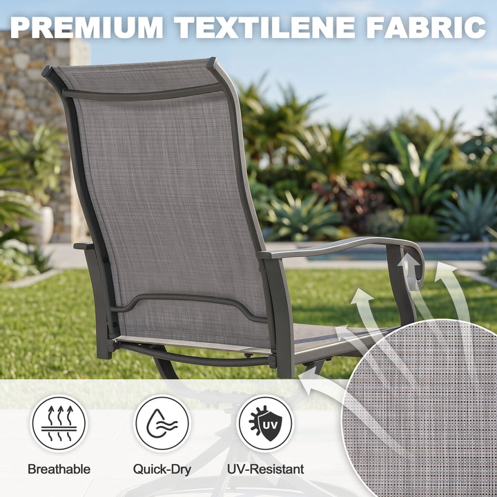7-Piece Outdoor Dining Set with Umbrella Hole, Textilene Swivel Chairs