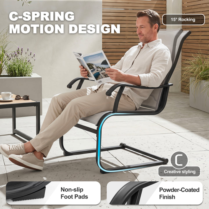 5-Piece Patio Dining Set, Textilene Chairs with C-Spring Legs