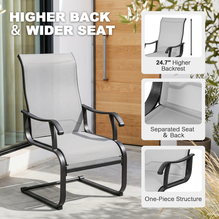5-Piece Patio Dining Set, Textilene Chairs with C-Spring Legs