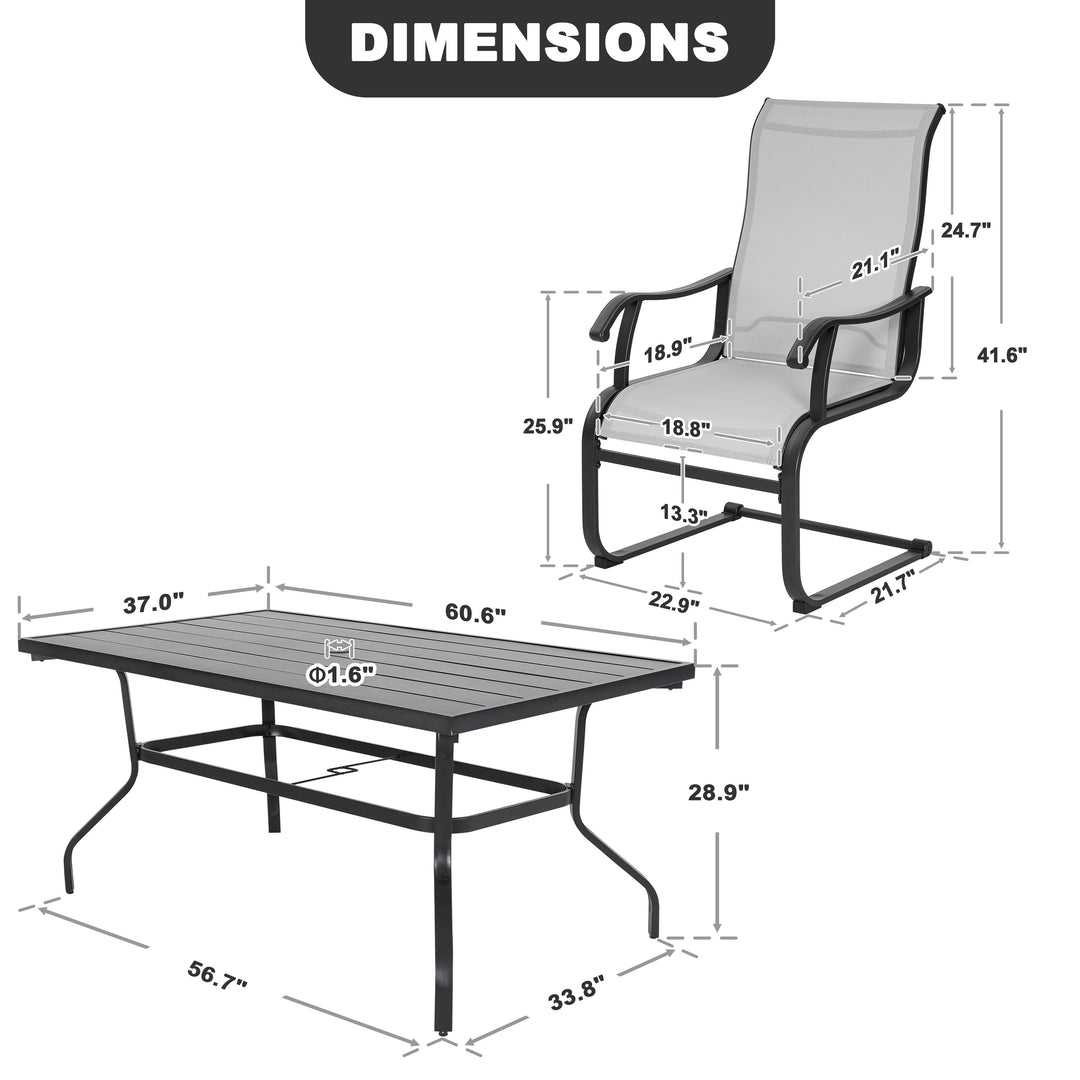 7-Piece Patio Dining Set, Textilene Chairs with C-Spring Legs
