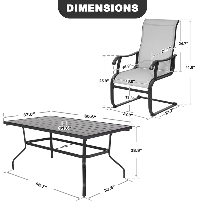 7-Piece Patio Dining Set, Textilene Chairs with C-Spring Legs