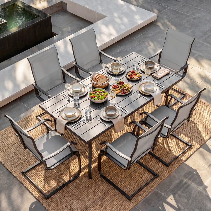 7-Piece Patio Dining Set, Textilene Chairs with C-Spring Legs