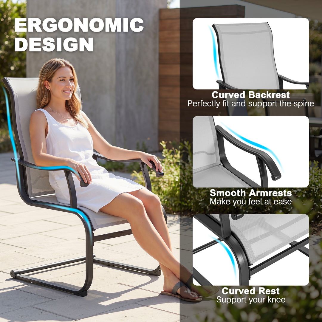 7-Piece Patio Dining Set, Textilene Chairs with C-Spring Legs