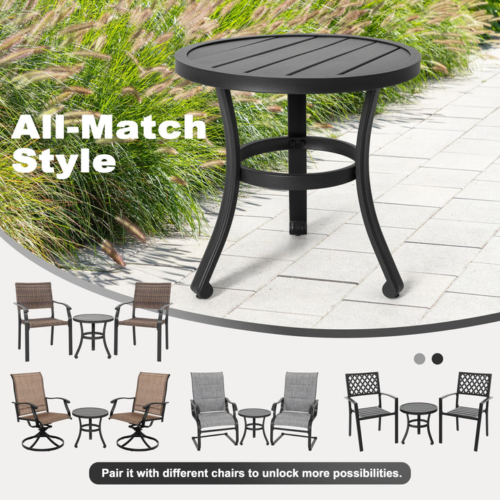 3PCS Patio Bistro Set with 2 Textilene Chairs, 1 Side Table, Powder Coating