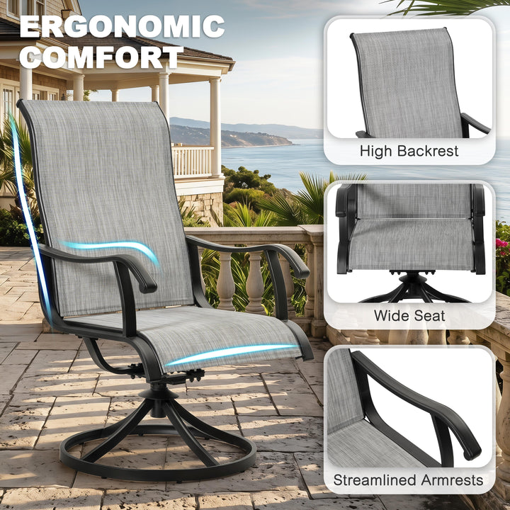 7-Piece Patio Dining Set with Umbrella Hole, Textilene Swivel Chairs