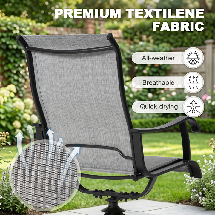 7-Piece Patio Dining Set with Umbrella Hole, Textilene Swivel Chairs