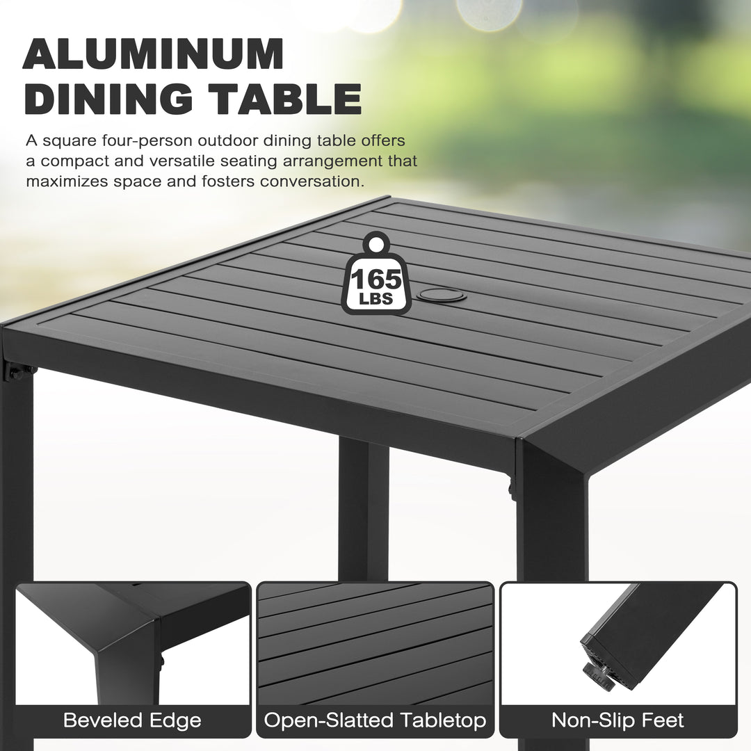 5-Piece Patio Aluminum Dining Set with Umbrella Hole, Soft Cushions