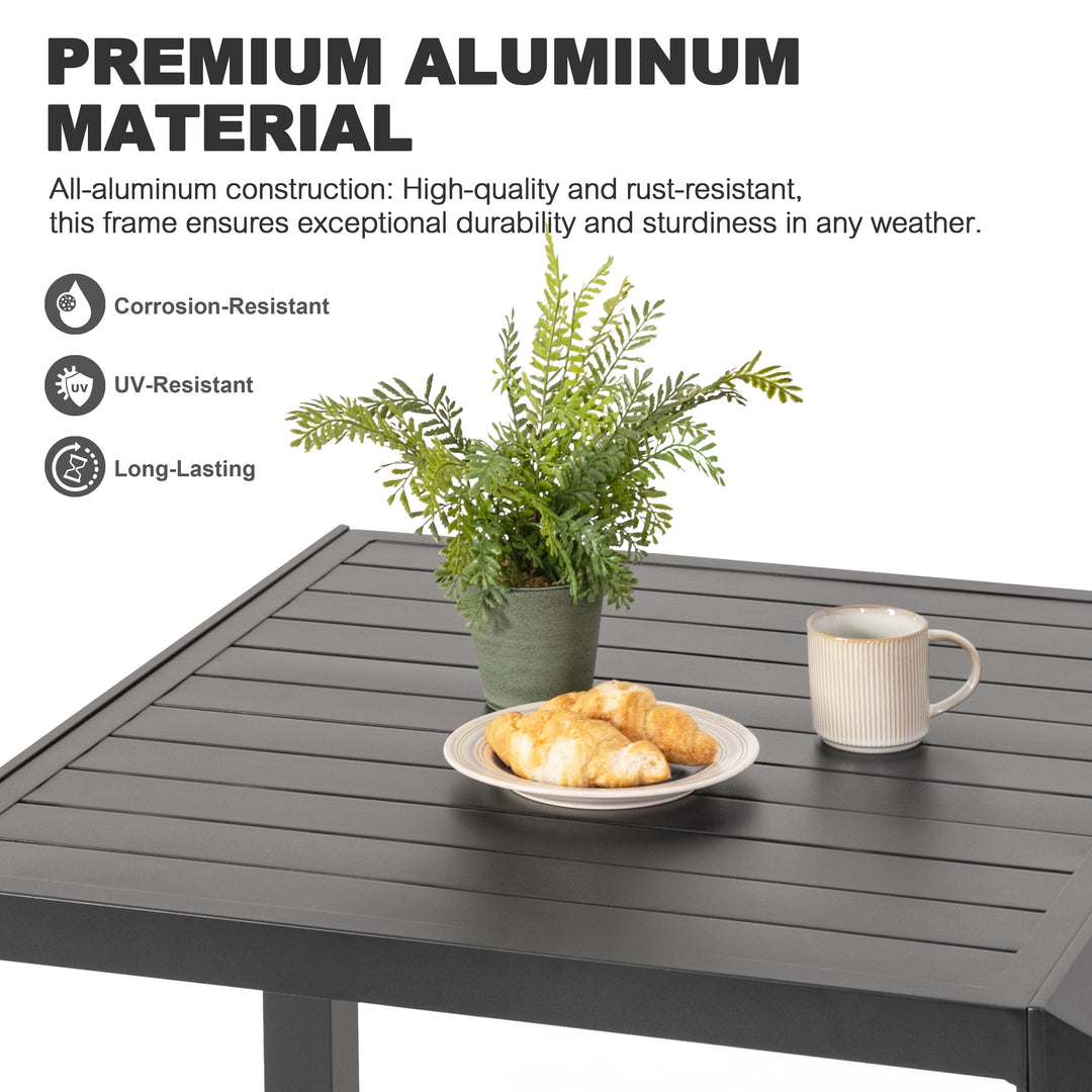 5-Piece Patio Aluminum Dining Set with Umbrella Hole, Soft Cushions