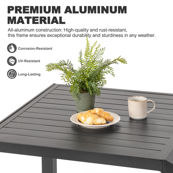 5-Piece Patio Aluminum Dining Set with Umbrella Hole, Soft Cushions