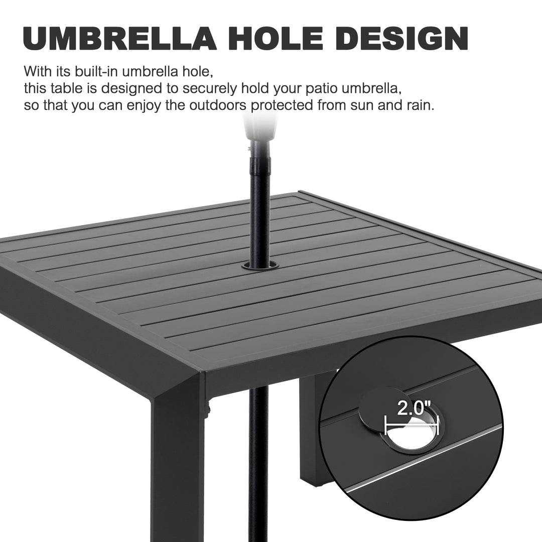 5-Piece Patio Aluminum Dining Set with Umbrella Hole, Soft Cushions
