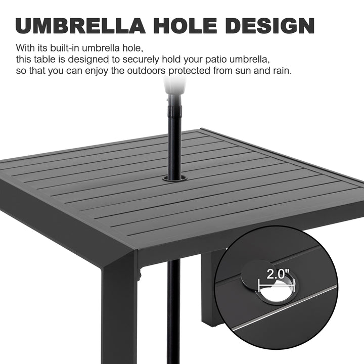 5-Piece Patio Aluminum Dining Set with Umbrella Hole, Soft Cushions