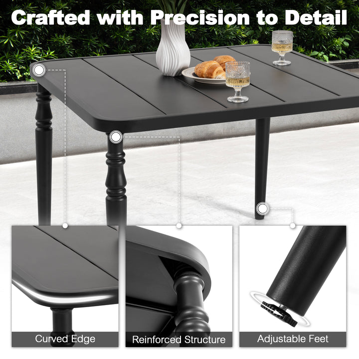 5-Piece Textilene Patio Dining Set with Umbrella Hole, Stackable Design
