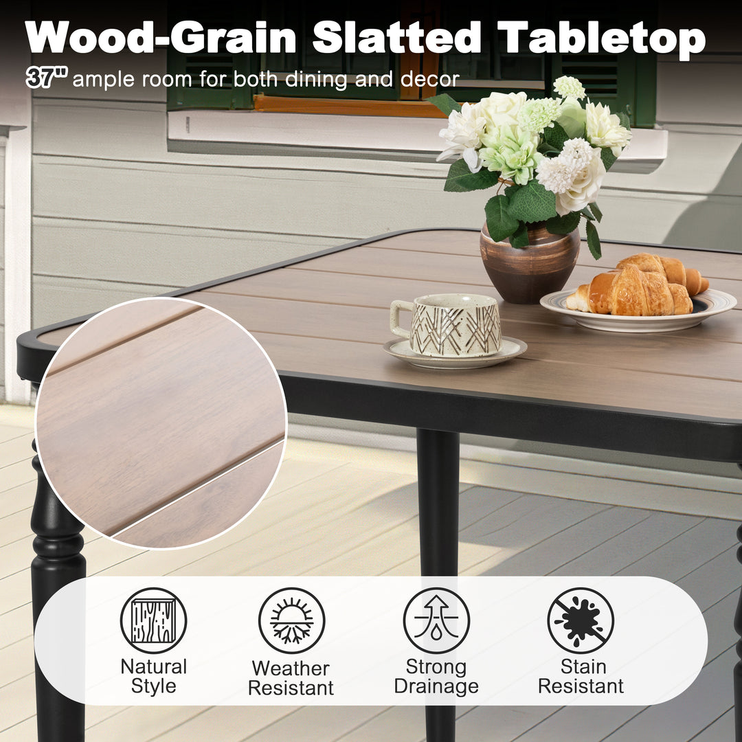 5-Piece Textilene Patio Dining Set with Umbrella Hole, Stackable Design