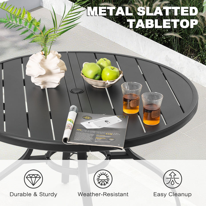 5-Piece Patio Dining Set with Umbrella Hole, Stackable Textilene Chairs